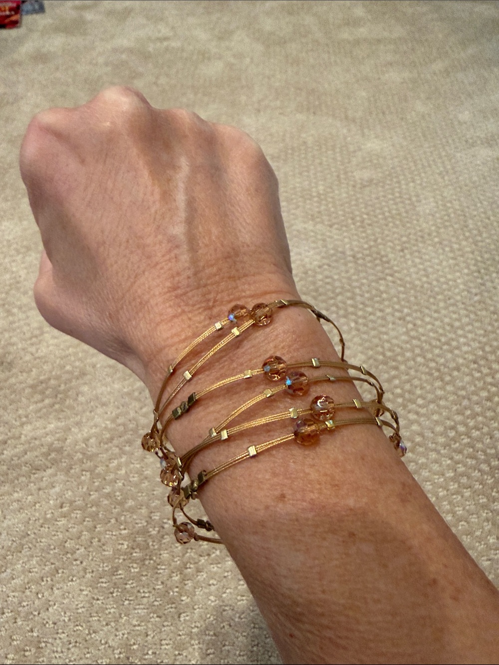 Gold-Tone Amber Beaded Multi-Strand Women's Bracelet